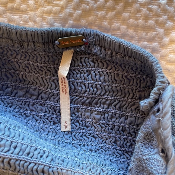 Free People Blue Preppy Blouse S - Picture 5 of 6